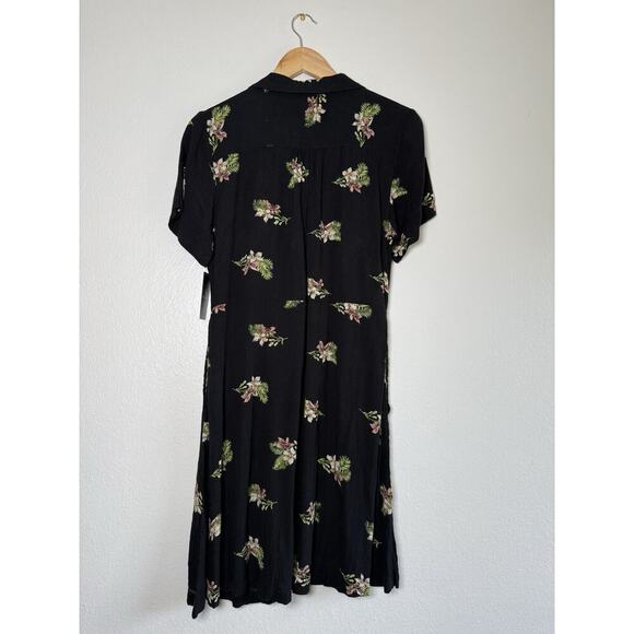 VOLCOM - STORMY TROPIX SS DRESS Black Mini Dress Summer Floral Size Large - Picture 4 of 9